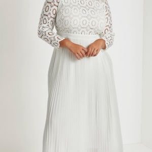 Lace Dress with Pleated Skirt